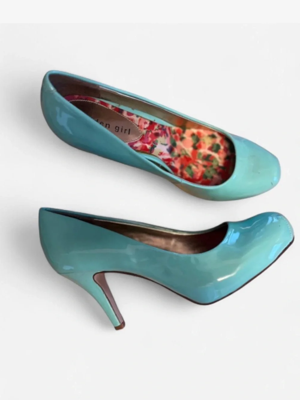 Madden Girl Teal Patent Mid Heels